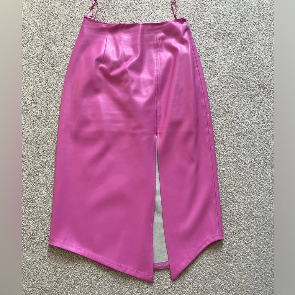 Faux leather midi skirt